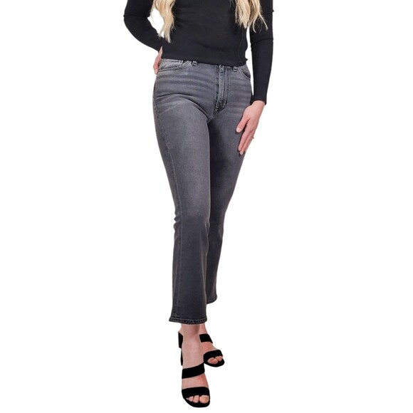 HUDSON BLAIR‎ HIGH-RISE BOOTCUT CROP DENIM Black/Gray JEANS Women's 26 Split Hem - Picture 1 of 16